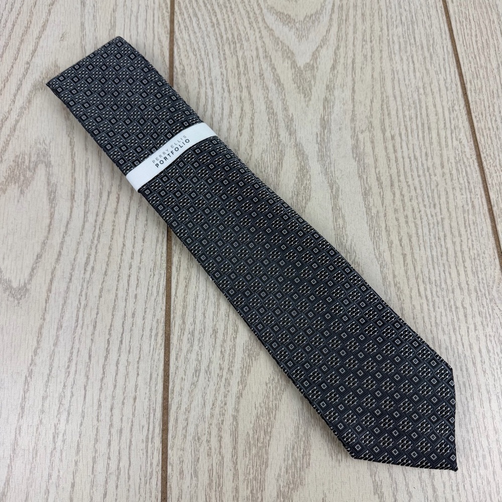 757 Perry Ellis Portfolio Men's Tie Randall Neat 001 Black $55 Polyester